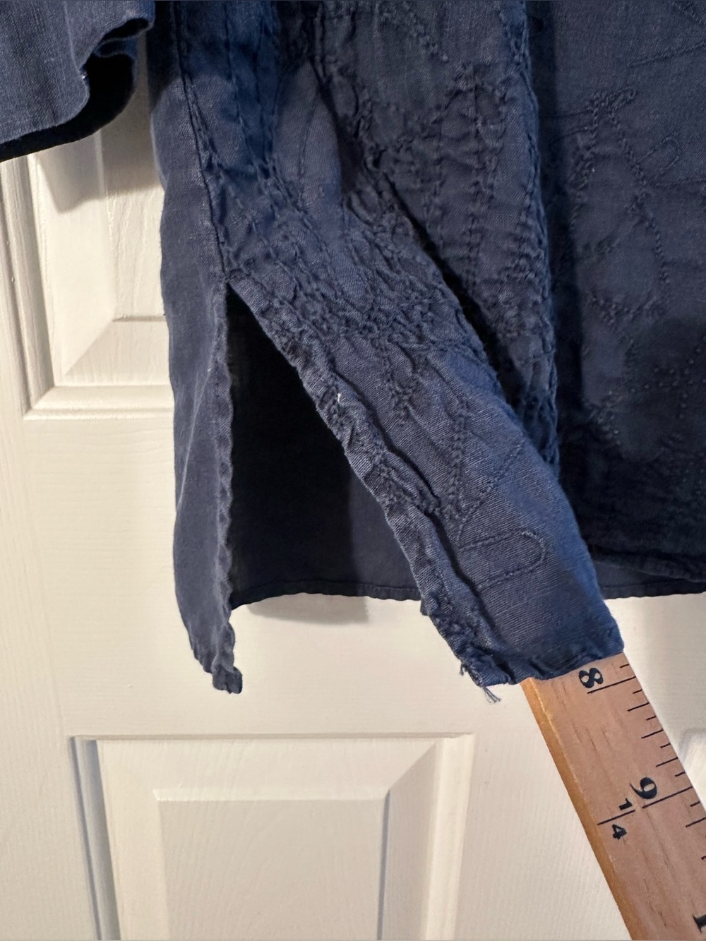 TOMMY BAHAMA Sm 100% LINEN Capsule Preppy Sustainable Embroidered Blue Tunic Top - Picture 8 of 10